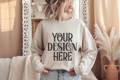 Sand Gildan 18000 Crewneck Sweatshirt Mockups,G18000 Product Image 1