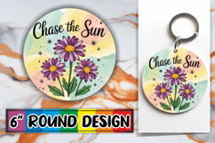 Whimsical Keychain Round Style, Flowers Quote Product Image 1