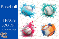 Baseball Clipart PNG with Team Color Paint Splash Background Product Image 1