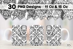 30 Black Damask Pattern Mug Sublimation PNG Bundle Product Image 1
