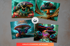 Psychedelic Fantasy Mushroom Digital papers For RPG Crafts Product Image 10