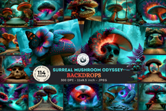 Psychedelic Fantasy Mushroom Digital papers For RPG Crafts Product Image 1