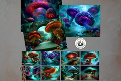 Psychedelic Fantasy Mushroom Digital papers For RPG Crafts Product Image 3