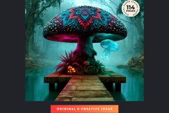 Psychedelic Fantasy Mushroom Digital papers For RPG Crafts Product Image 6