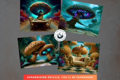 Psychedelic Fantasy Mushroom Digital papers For RPG Crafts Product Image 8
