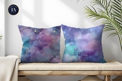 Pastel Purple Teal Galaxy Watercolor Texture Digital Paper Product Image 2