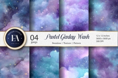 Pastel Purple Teal Galaxy Watercolor Texture Digital Paper Product Image 1