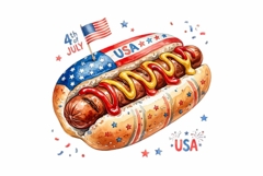 Watercolor patriotic hot dog clipart Product Image 1