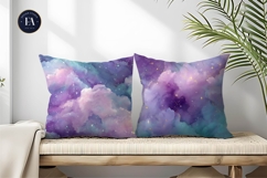 Galaxy Watercolor Pastel Purple Teal Digital Paper Product Image 2