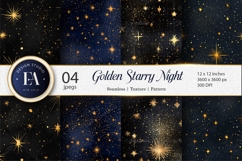 Gold Starry Night Luxury Celestial Sky Digital Paper Product Image 1