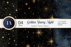 Luxury Gold Starry Night Celestial Seamless Digital Paper Product Image 1