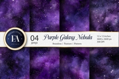 Deep Purple Galaxy Stars Nebula Seamless Digital Paper Product Image 1