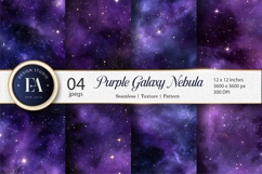 Deep Purple Galaxy Stars Nebula Seamless Digital Paper Product Image 1