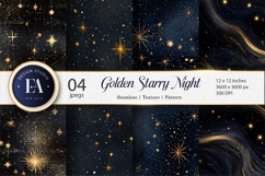 Luxury Gold Starry Night Celestial Seamless Digital Paper Product Image 1