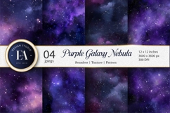 Purple Galaxy with Stars and Nebula Art Digital Paper Product Image 1