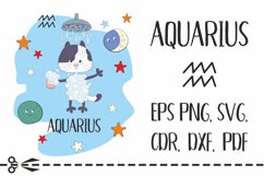 Aquarius. Zodiac sign with funny cat Product Image 1