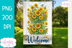 Welcome Garden Flag Sublimation Design PNG, Sunflowers PNG Product Image 1