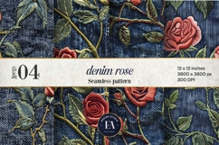 Embroidered Denim Digital Paper| Rose Denim Pattern Product Image 1