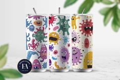 Cute baby monster Digital Paper | Spooky Bacteria Pattern Product Image 2