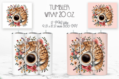 Cute cat and coffee cup straight tumbler 20oz wrap designs Product Image 1