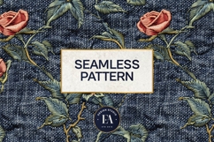 Embroidered Denim Digital Paper| Rose Denim Pattern Product Image 3