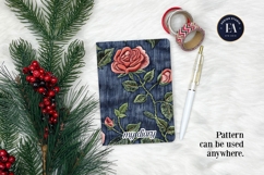 Embroidered Denim Digital Paper| Rose Denim Pattern Product Image 4