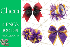 Cheerleader Clipart PNG with Glitter Pom and Color Splash Product Image 1