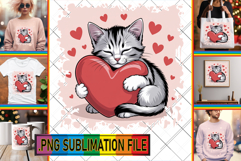 Unique Tote Bag Art Magic PNG, Valentines Cat Product Image 1