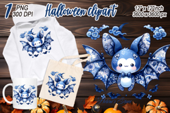 Funny Halloween bat clipart| Blue moon in night shirt design Product Image 2