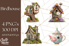 Cottagecore Birdhouse Clipart PNG, Whimsical Fairy Houses Product Image 1