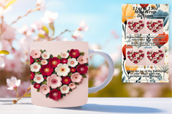 Chic 11oz Mug Wrap Png Design , Flowers Heart Product Image 1