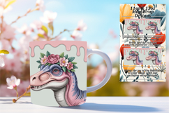 CUSTOM 11oz Mug Wrap PNG Artwork , Cute Dino Product Image 1