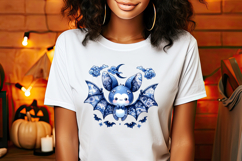 Funny Halloween bat clipart| Blue moon in night shirt design Product Image 3