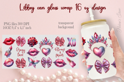 Valentines beauty pattern Libbey Can Glass Wrap 16oz design Product Image 1