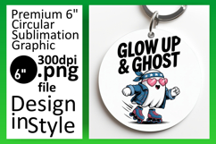 Cute Keychain Circle Design PNG , Funny Ghost Product Image 1