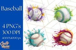 Baseball Clipart PNG with Team Color Paint Splash Background Product Image 1