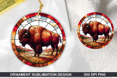 Buffalo Stained Glass Ornament PNG, Digital Download File Product Image 1
