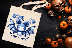 Funny Halloween bat clipart| Blue moon in night shirt design Product Image 1