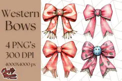 Western Style Bow PNG, Cute Cowboy, Cowgirl Coquette Png Product Image 1