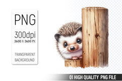 Cute Hedgehog Clipart PNG, Printable Animals, Wildlife Desig Product Image 1