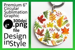 Fall Leaves Watercolor Round Design for Autumn Keychain Product Image 1