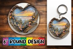 Winter Holiday 3D Heart Frame Round Design Sublimation Product Image 1