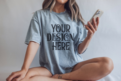 Denim Comfort Colors 1717 T-shirt Mockups, Real Model Product Image 1