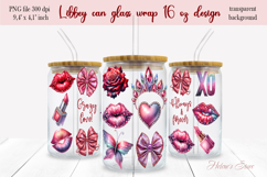 Valentines pattern Libbey Can Glass Wrap 16oz design BUNDLE Product Image 13
