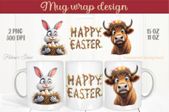 Easter highland cow with bunny mug wrap sublimation design Product Image 1