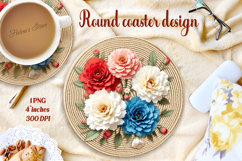 Delicate vintage floral round coaster sublimation design png Product Image 1