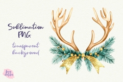 Vintage Christmas Reindeer Antlers Clipart Retro PNG Product Image 1