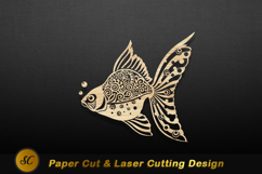 Ornate wooden fish cut out cutout bubbles Laser cut Product Image 1