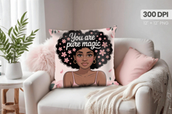 Afro Girl /Woman braided hair Pillow Design, Black Queen PNG Product Image 1