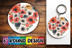 Sublimation Round Design Heart of Flowers Pattern PNG Product Image 1